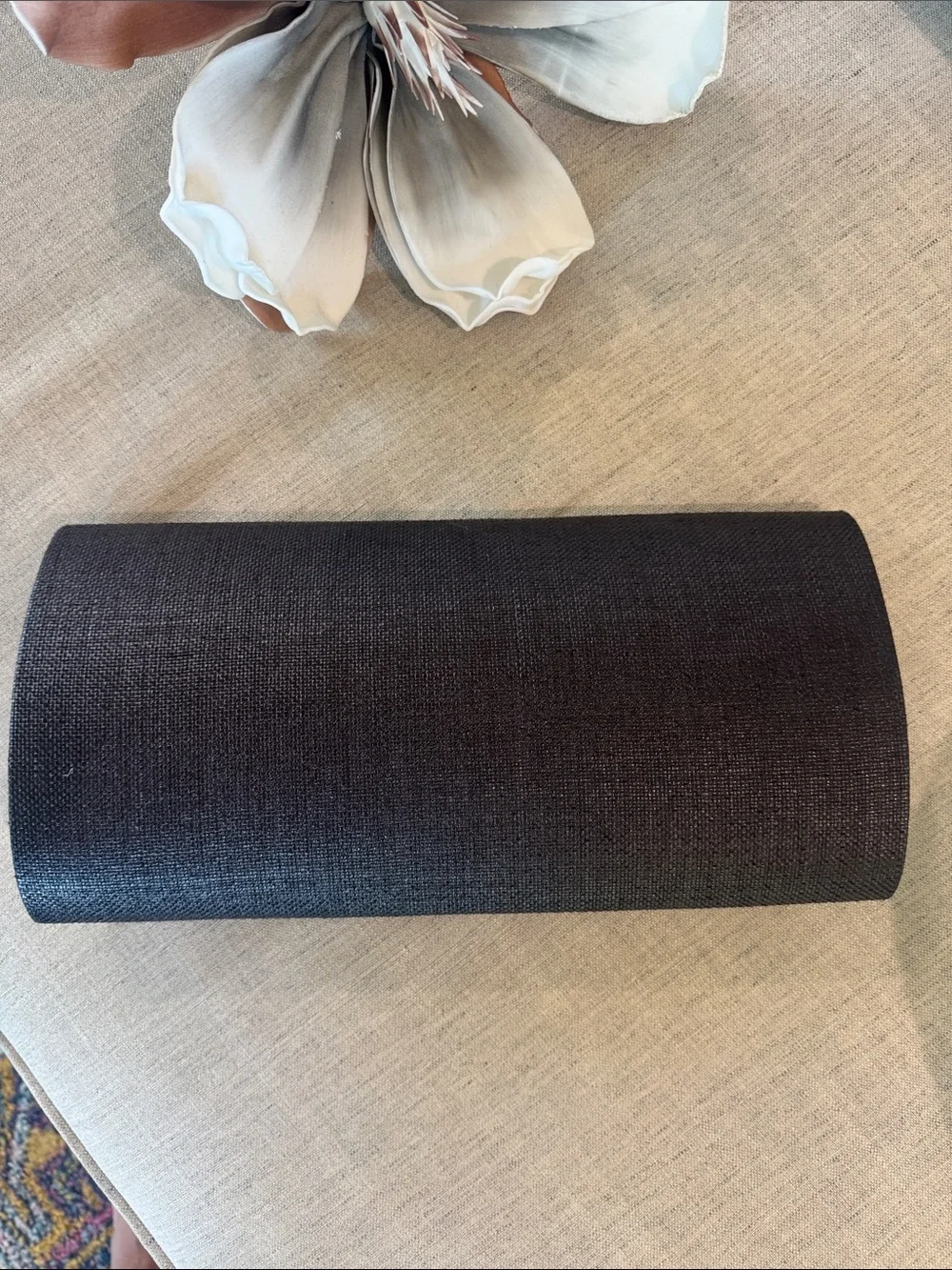 Elegant Black Evening Large Clutch with Gold Accent